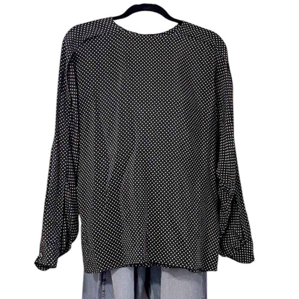 Paul Stanley i.magnin Women’s Vintage Silk Black Cream Long Sleeve Blouse Top 14